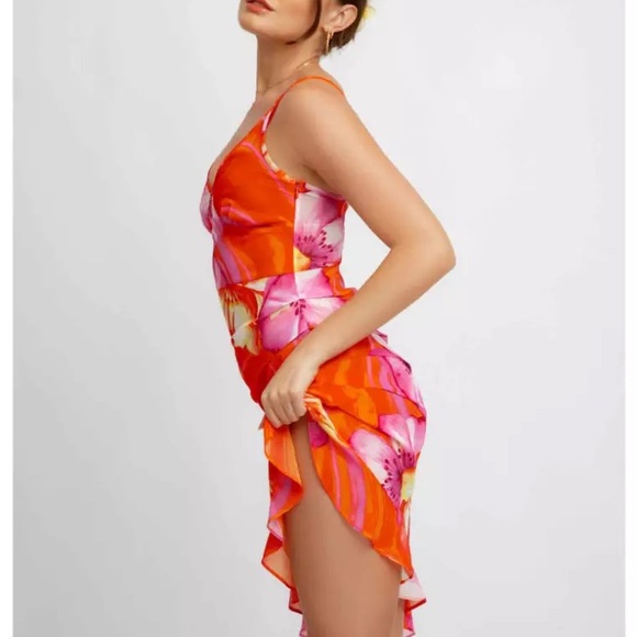 NWT Blackbough Bridget Sheer Sun Dress - Spritz - Asymmetrical Ruffled Slip - Picture 4 of 17